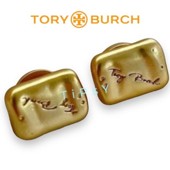 Tory Burch Gold Stud Earrings - Unique Fun And Stylish Jewelry - Picture 1 of 8